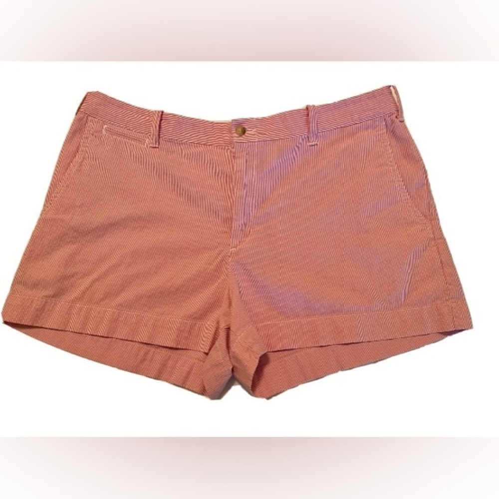 Women’s Polo Ralph Lauren Pink‎ And White Striped Seersucker Shorts Size 14